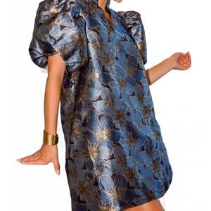 NEW GLAM antoinette puff sleeve mini dress in blue